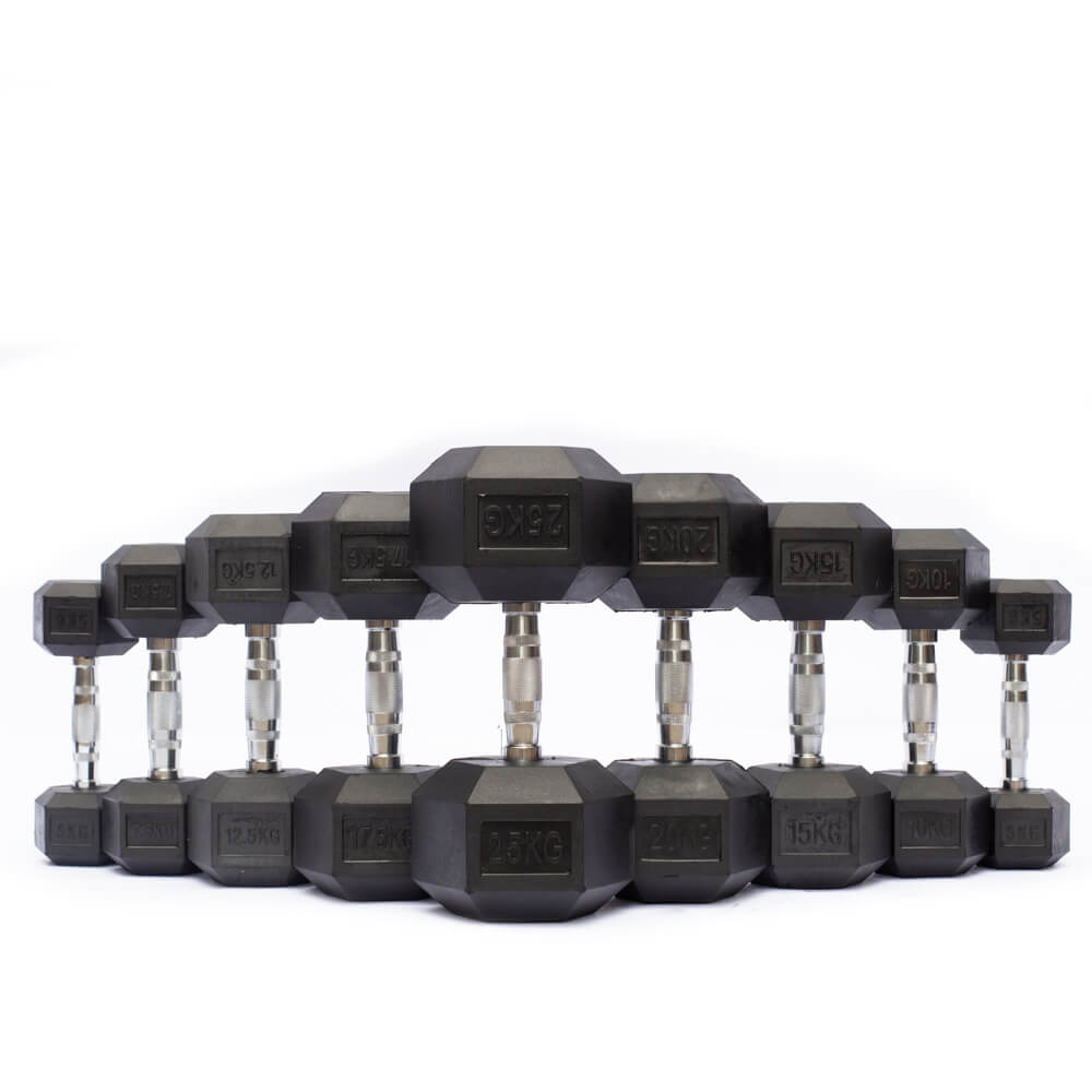 40KG RUBBER HEX DUMBBELL-SINGLE