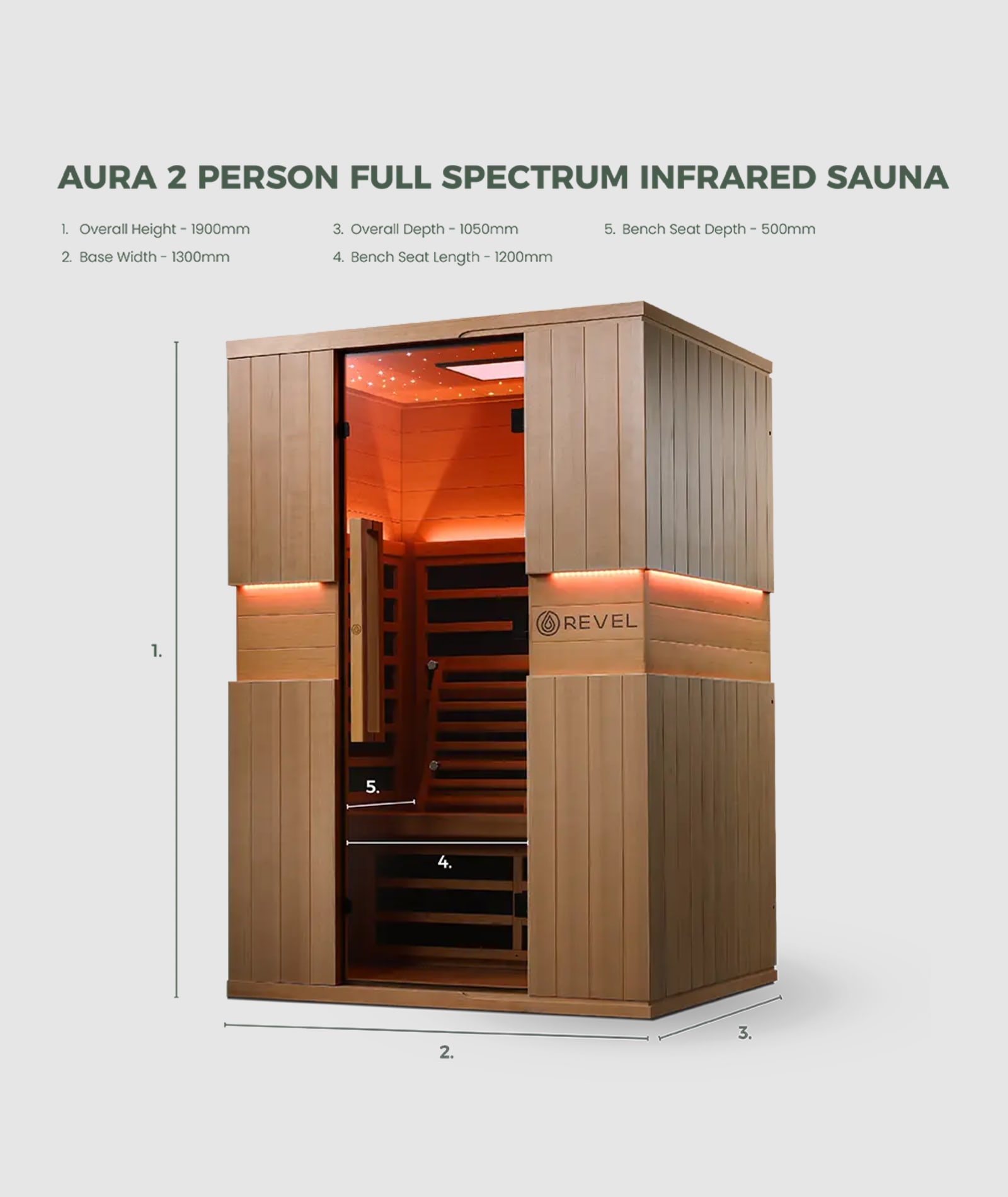 Revel Aura 2 Person Full Spectrum Infrared Sauna - Image 9